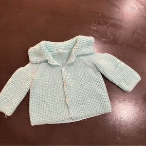 Vintage Knit Baby Sweater, Handmade, Size Newborn, Pastel, Easter